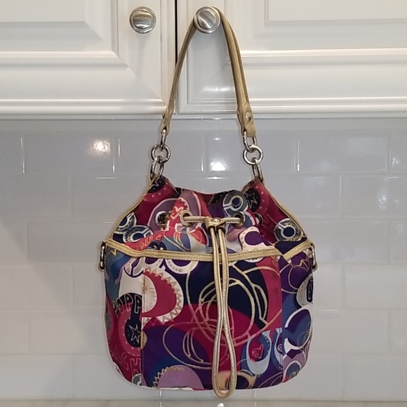 Coach Poppy Pop C Graffiti Bucket Drawstring Bag